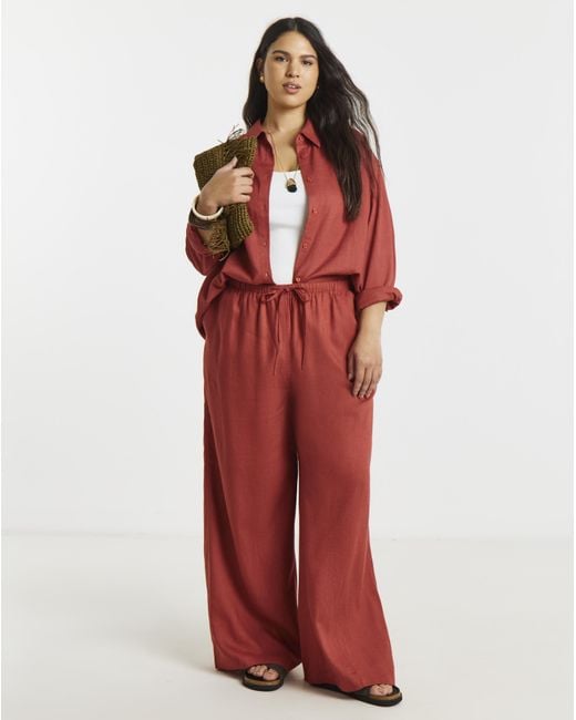 Simply Be Red Linen Boxy Shirt