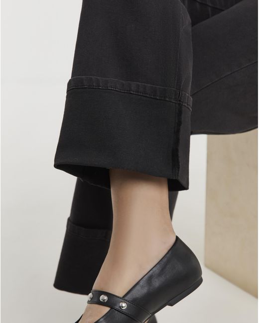 Simply Be Black Turn Up Hem Straight Leg Jeans