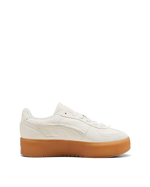 PUMA White Palermo Elevata Suede Trainers