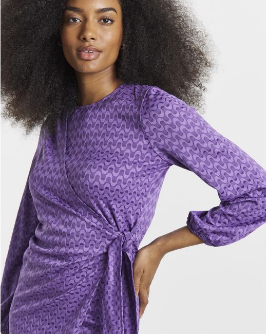Simply Be Purple Textured Jersey Wrap Dress