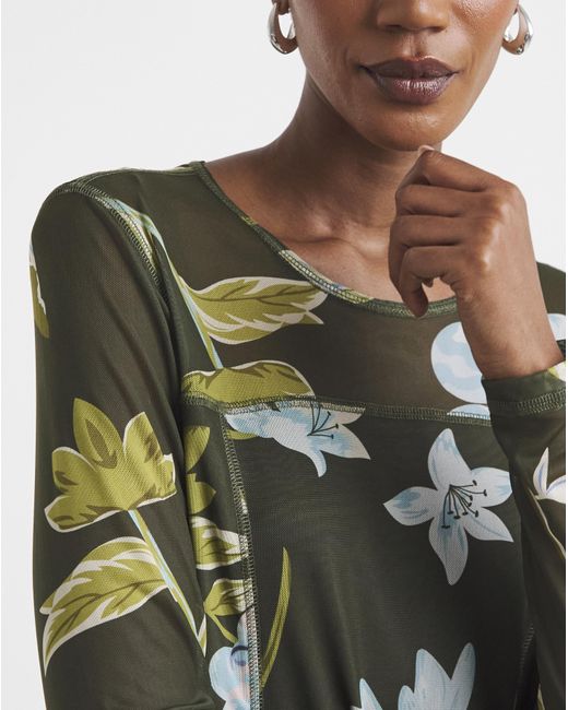 Joe Browns Green Khaki Long Sleeve Mesh Top