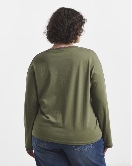 Simply Be Green Ls Scallop Edge Top