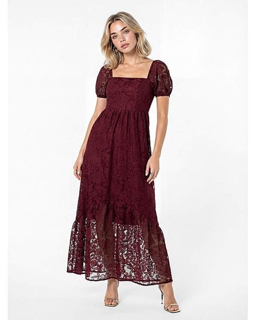 Lovedrobe Red Floral Lace Midaxi Dress