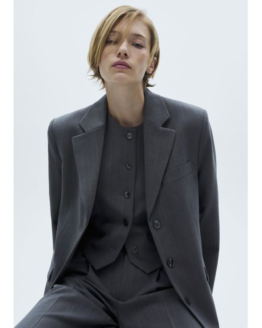 Mango Blue Tauro Pinstripe Vest