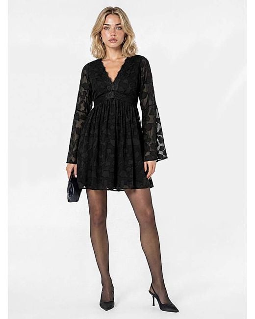 Lovedrobe Black Burnout Fabric Mini Dress