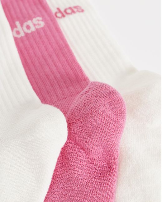 Adidas Pink 3 Pack Logo Crew Socks