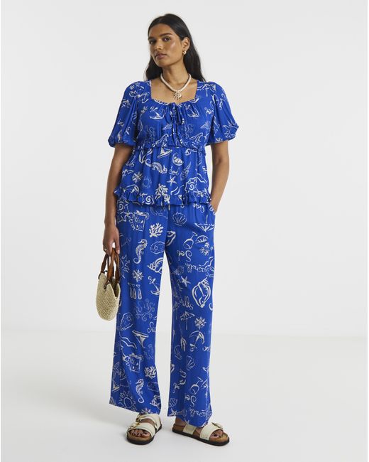 Simply Be Blue Prairie Crinkle Top