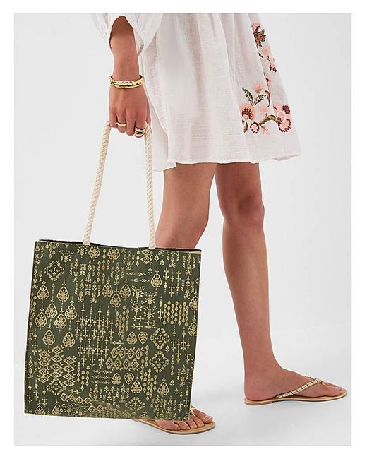 Accessorize Natural Foil Print Beach Bag