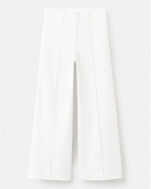 Mango White High-Waisted Wide Leg Jeans