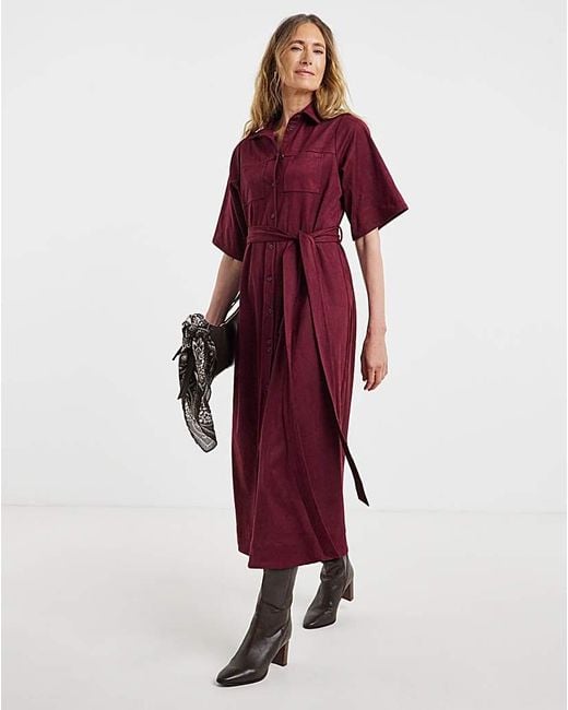 JD Williams Red Suedette Shirt Dress