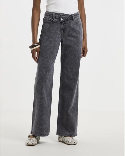 Simply Be Blue Crossover Straight Leg Jeans