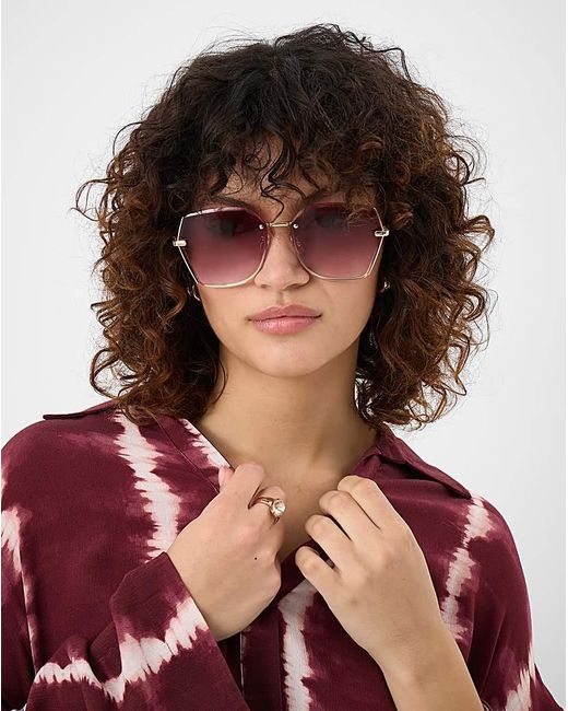 Accessorize Pink Geometric Metal Sunglasses