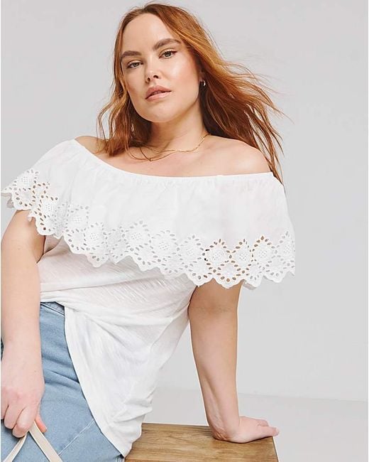 Joe Browns White Broderie Frill Tee