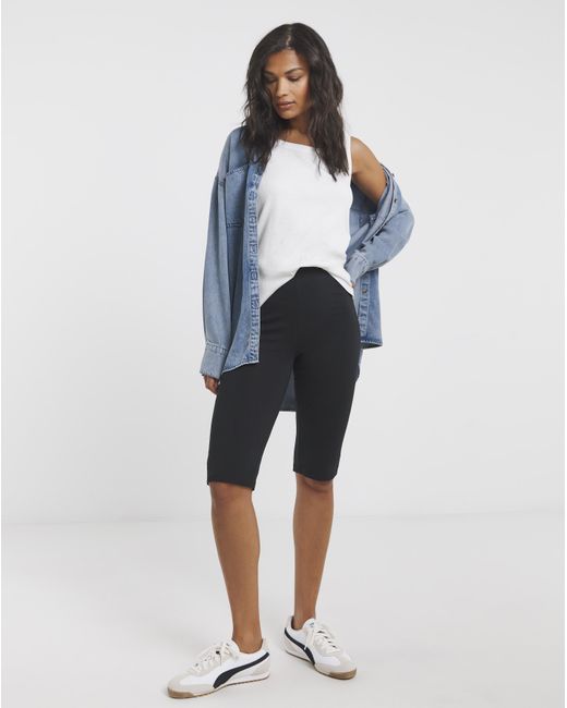 Simply Be Blue Knee Length Cotton Cycling Short