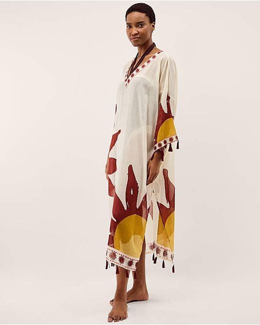 Monsoon Natural Anissa Sun Print Midi Kaftan