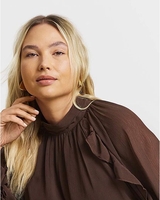 Simply Be Brown Crinkle Georgette Blouse