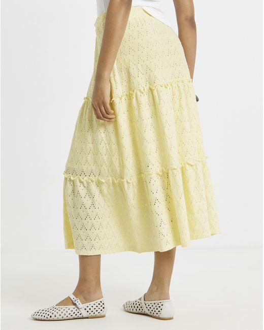 Vila Yellow High Waist Midi Skirt