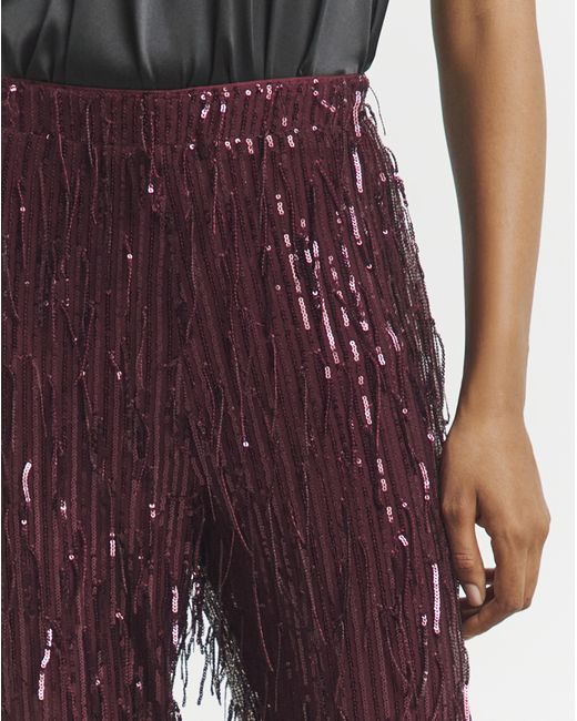 Joanna Hope Red Tassle Sequin Trousers