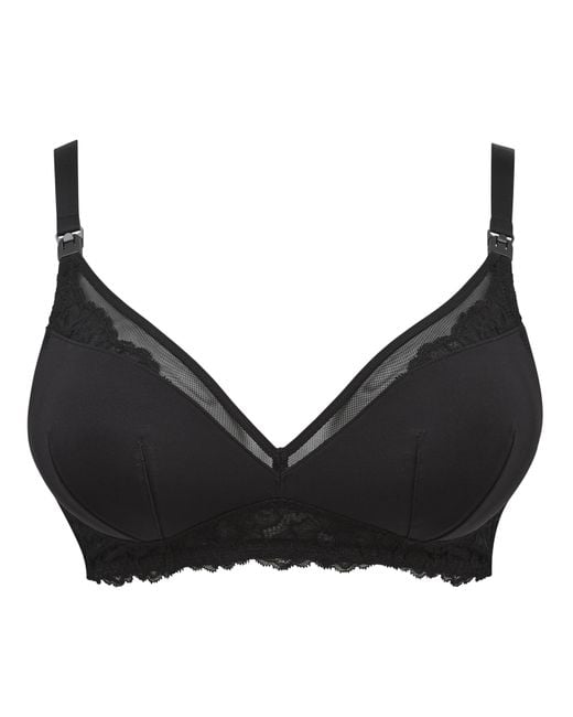 Figleaves Black Ella Mesh Nursing Bra