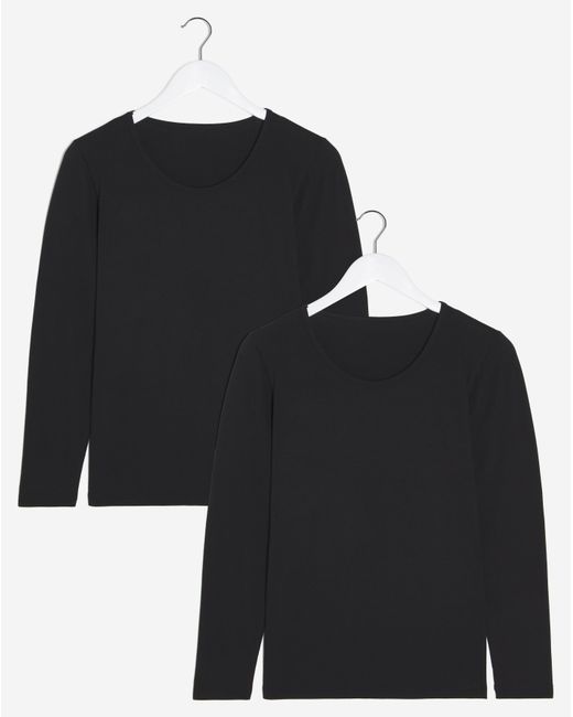 Pretty Secrets Black 2 Pack Thermal Long Sleeve Tops