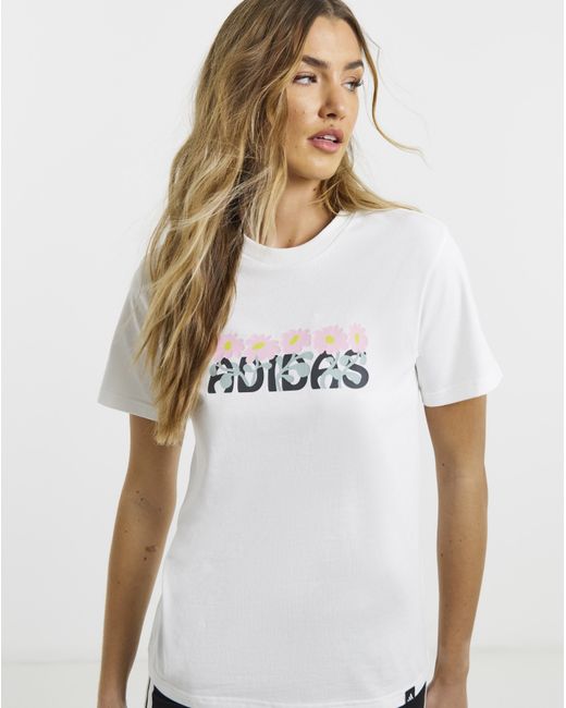 Adidas White Softside Floral T-Shirt