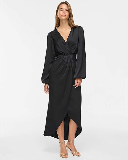 Vila Black Ravenna V-Neck Wrap Dress