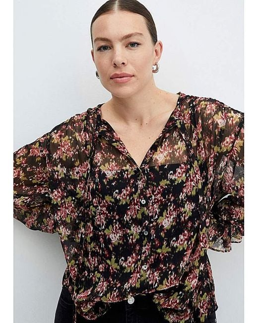 Mango Multicolor Semi- Transparent Flowy Blouse