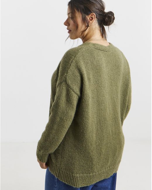 Simply Be Green Fluffy Boyfriend Cardigan