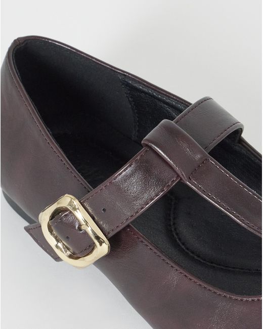 Simply Be Brown T Bar Mary Janes Extra Wide Fit
