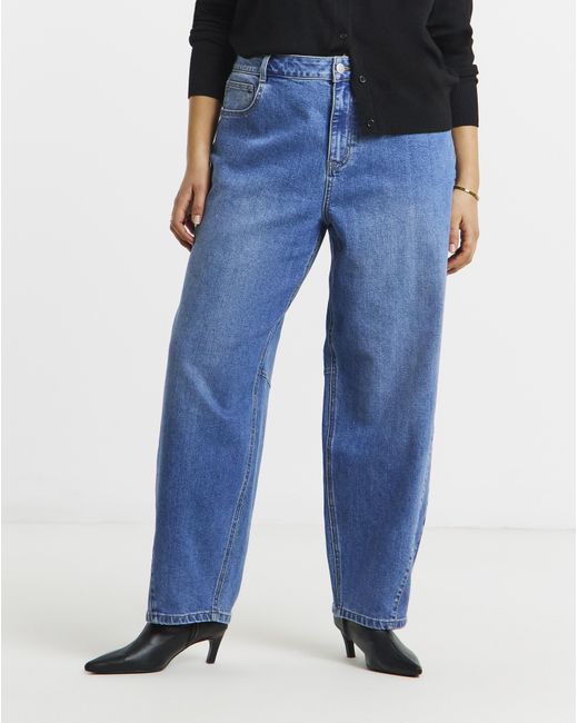 Simply Be Blue Mid Wash Stretch Tapered Jeans