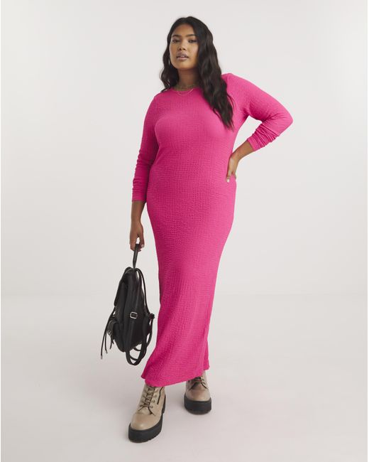 Simply Be Pink Textured Jersey Midaxi Dress