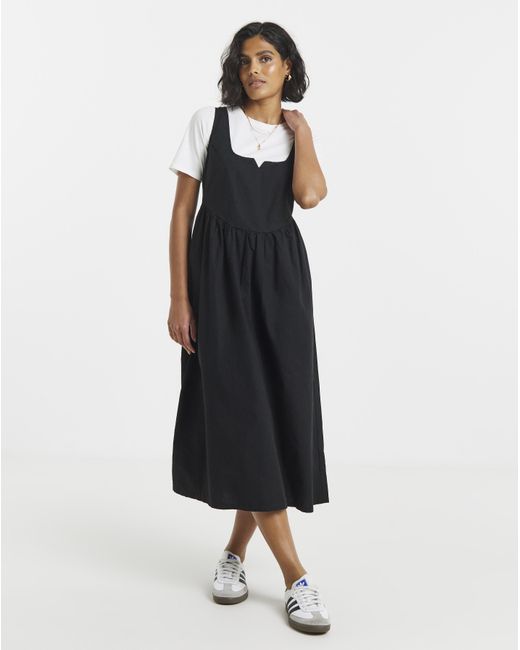 Simply Be Black Seamed Detail Utility Midi Dress