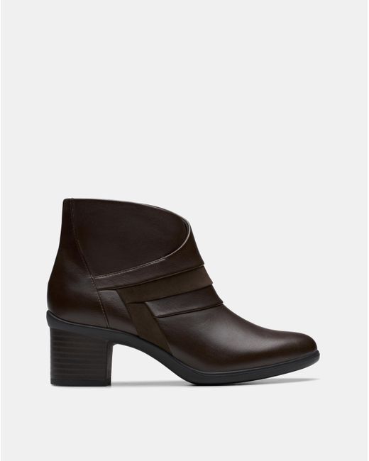 Clarks Brown Shaya Leather Boot D Fit