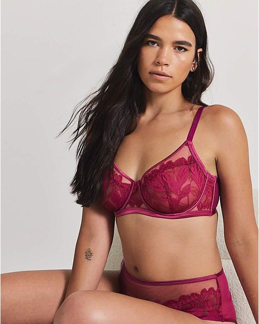 Pretty Secrets Multicolor Leaf Lace Wired Bra