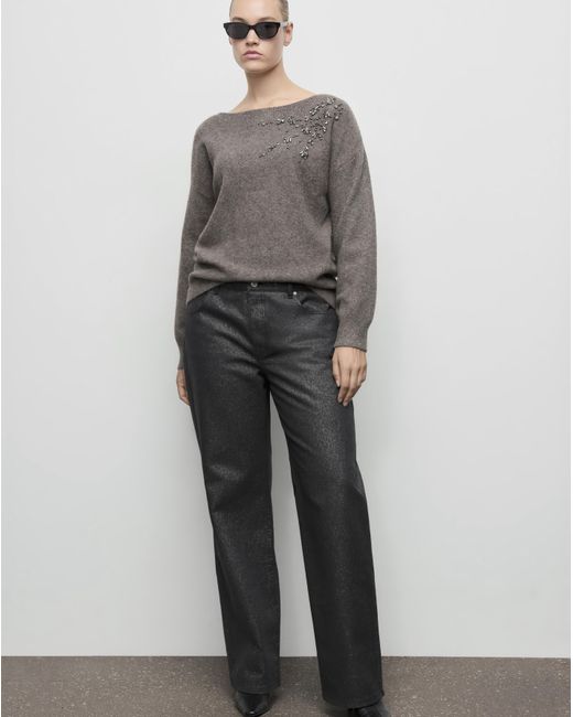 Mango Gray Bardot Jumper