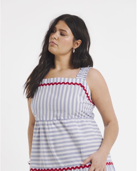 Simply Be White Maxi Dress With Ric Rac Trim