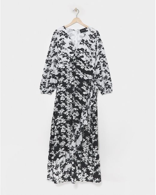 Lovedrobe White Mono Floral Frill Dress