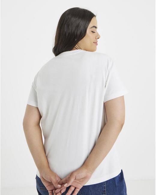 Simply Be White Beaded Key Detail T-Shirt