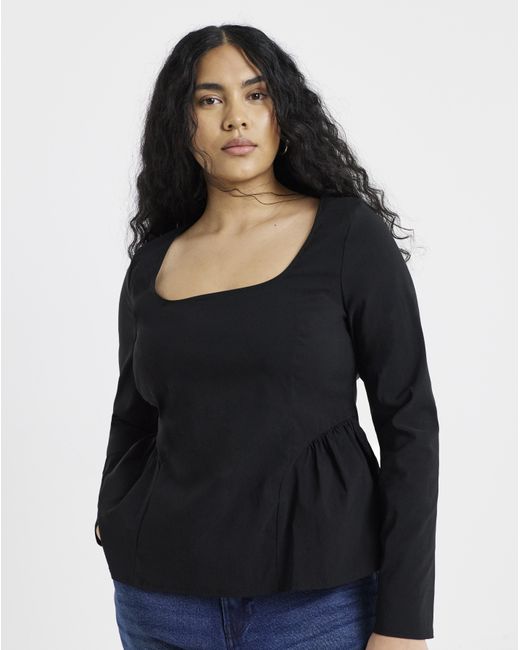 Simply Be Black Bengaline Scoop Neck Blouse