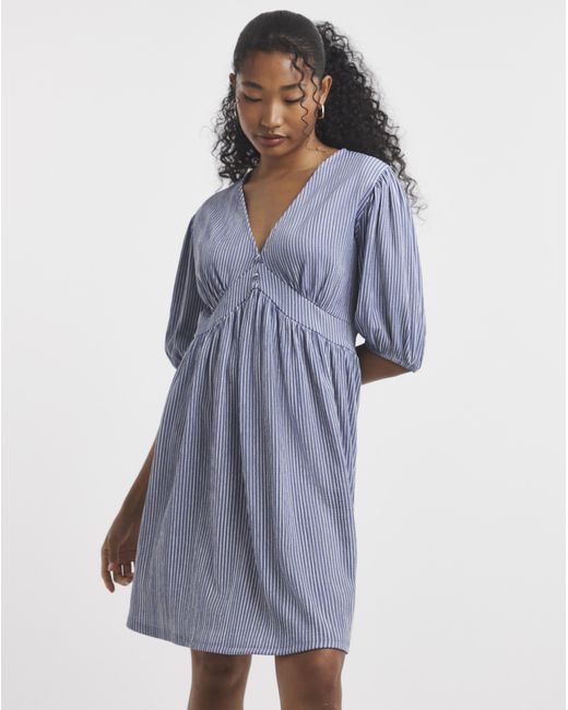 Simply Be Blue Waffle Waist Detail Skater Dress