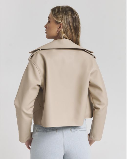 Simply Be Blue Cropped Faux Leather Trench