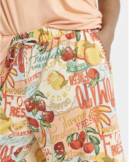 Figleaves White Fruit Culotte Pyjama Set