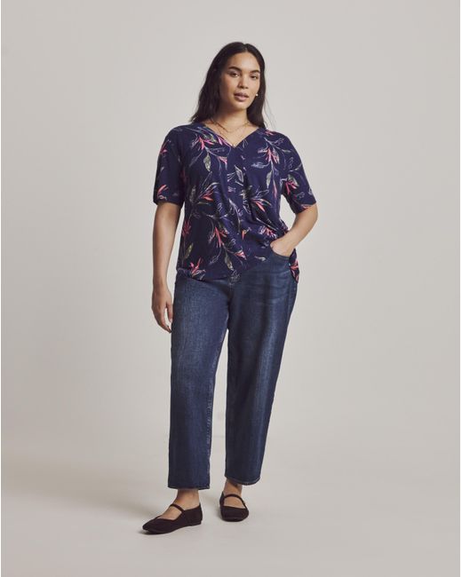 Julipa Blue Linen Jersey Boxy Top