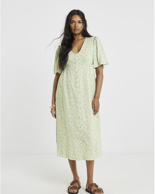 Simply Be Multicolor Spun Viscose Button Up Midi Dress