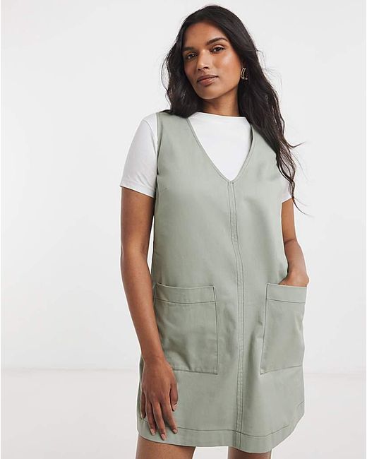 Simply Be Green Cotton Shift Dress With Patch Pockets