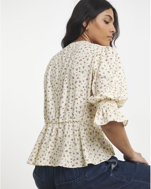 Simply Be Brown Shirred Sleeve Tea Blouse