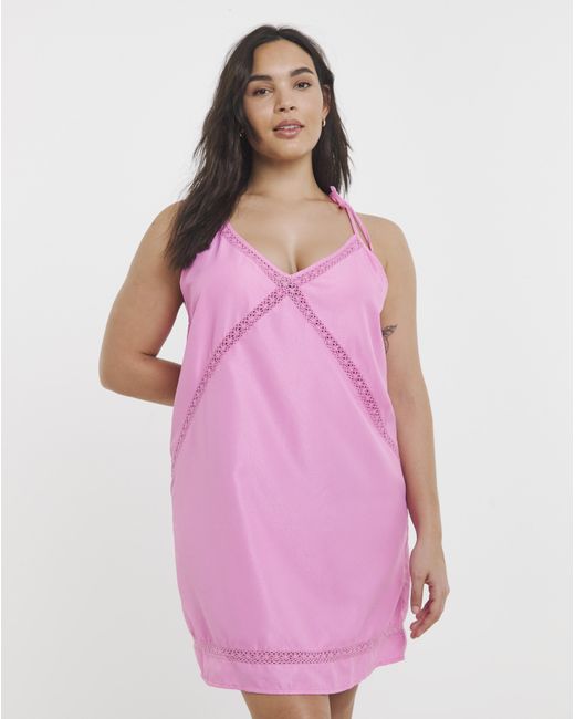 Simply Be Pink Nightie With Crochet Trim