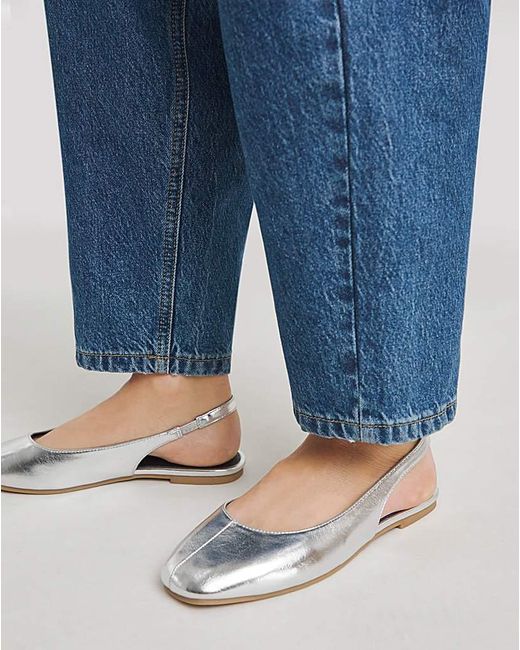 Simply Be Blue Square Toe Flat Slingback Ex Wide