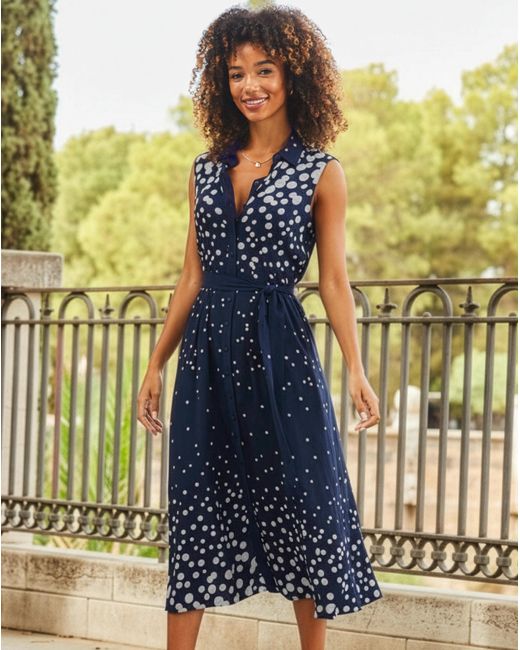 Sosandar Blue Gradiant Spot Shirt Dress