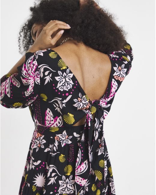 Simply Be Multicolor Crinkle Shirred Waist Skater Dress